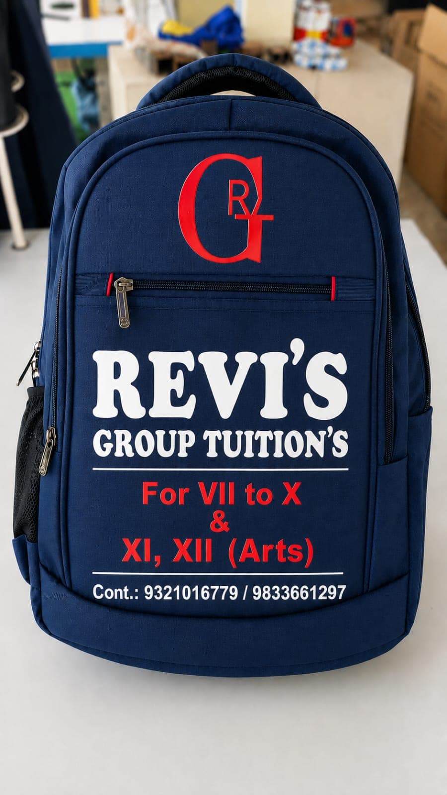 Revi's Group Tuitions branded school bag